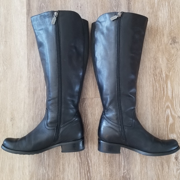 Blondo Black Tall Leather Riding Boot Side Zip Round Toe Block Heel Waterproof - Picture 16 of 16